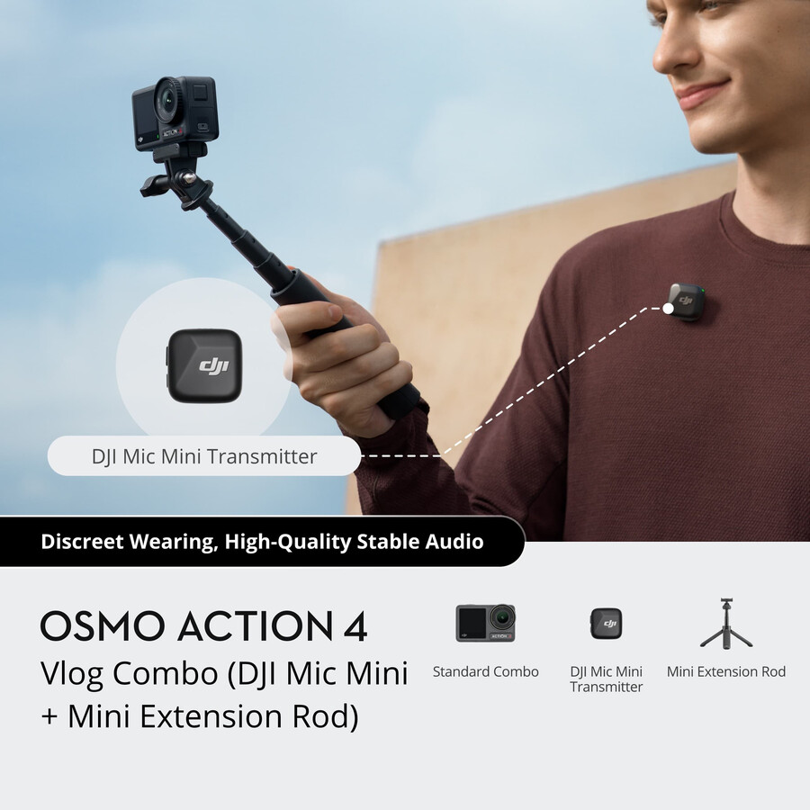 osmo action 4 vlog-bundle dji mic mini mini-verlängerungsstange
