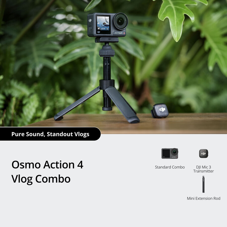 osmo action 4 vlog bundle dji mic 3 transmitter mini-verlängerungsstange