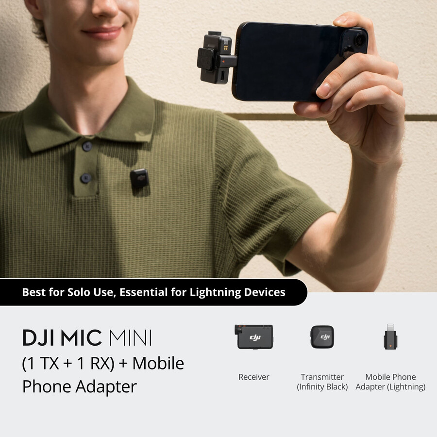 dji mic mini 1 tx 1 rx handy-adapter lightning